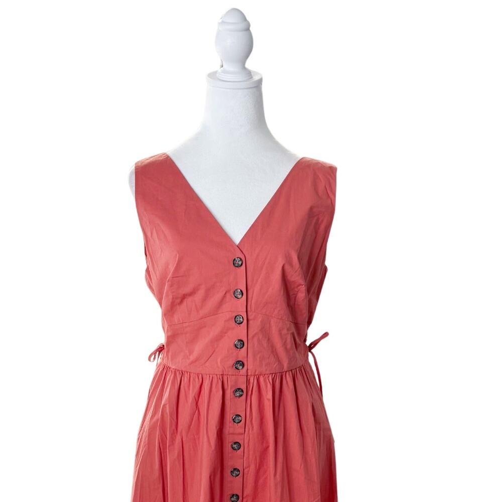 Saloni Luella Cotton Poplin Sleeveless Midi Dress 10 Orange NWT - Picture 4 of 11